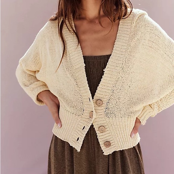 Free People Sweaters - Free People FP Beach Loose Knit Sandra Sweater Hooded Button Baggy Cardigan M
